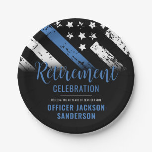 Thin Blue Line Polizei Polizeieinweisung Pappteller
