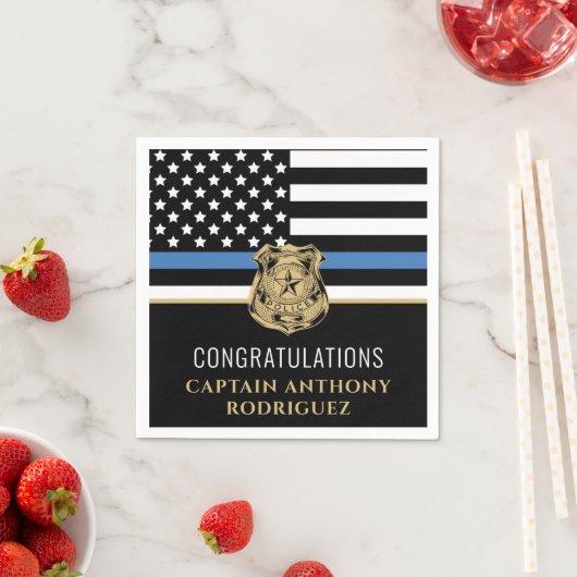 Thin Blue Line Polizei Polizeieinweisung Serviette (Beispiel)