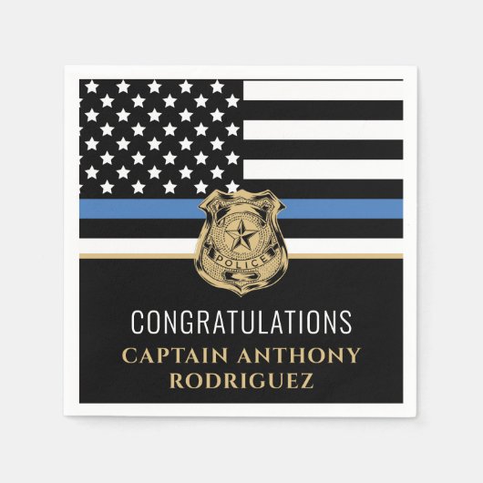Thin Blue Line Polizei Polizeieinweisung Serviette (Vorderseite)