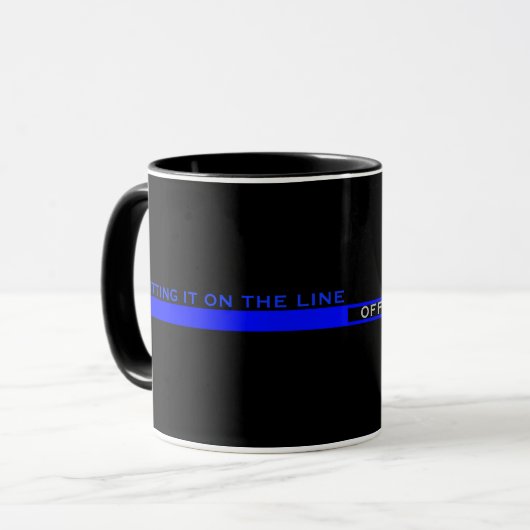 Thin Blue Line Polizeiaufwertung mit Name Tasse (Vorderseite Links)
