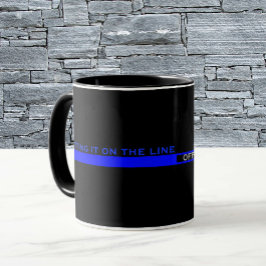 Thin Blue Line Polizeiaufwertung mit Name Tasse