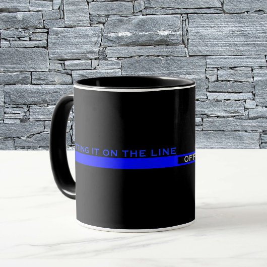 Thin Blue Line Polizeiaufwertung mit Name Tasse
