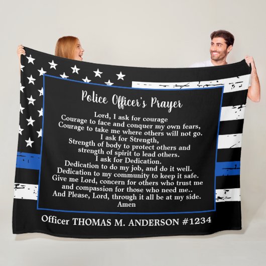 Thin Blue Line Polizeibeamte Gebet Fleecedecke (Beispiel)