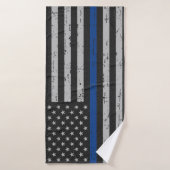 Thin Blue Line - Polizeibeamte - K9 Polizeihund Badehandtuch (Badehandtuch)