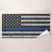 Thin Blue Line - Polizeibeamte - K9 Polizeihund Badehandtuch (Badehandtuch)