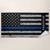 Thin Blue Line - Polizeibeamte - K9 Polizeihund Strandtuch (Vorderseite)