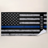 Thin Blue Line - Polizeibeamte - K9 Polizeihund Strandtuch (Vorderseite)