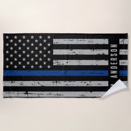 Thin Blue Line - Polizeibeamte - K9 Polizeihund Strandtuch (Vorderseite)