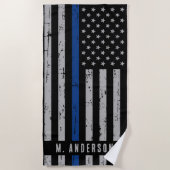 Thin Blue Line - Polizeibeamte - K9 Polizeihund Strandtuch (Vorderseite)