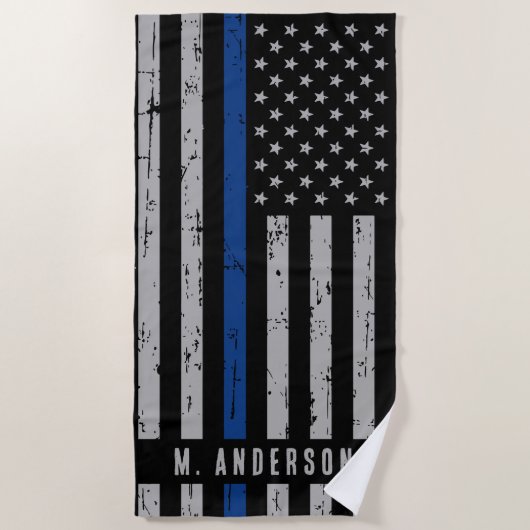 Thin Blue Line - Polizeibeamte - K9 Polizeihund Strandtuch (Vorderseite)