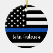Thin Blue Line - Polizeichef - Amerikanische Flagg Keramik Ornament (Vorne)
