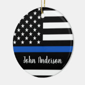 Thin Blue Line - Polizeichef - Amerikanische Flagg Keramik Ornament (Links)