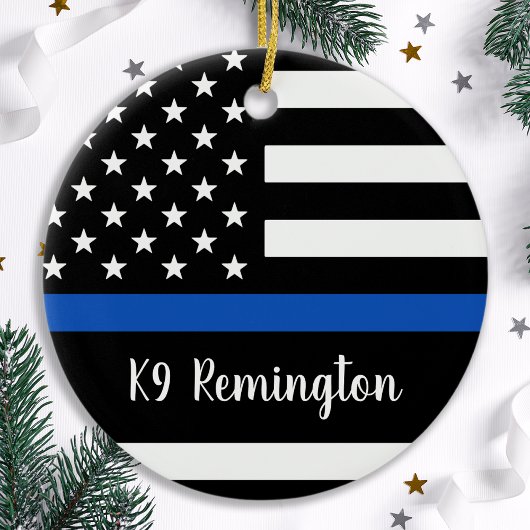 Thin Blue Line - Polizeichef - Amerikanische Flagg Keramikornament