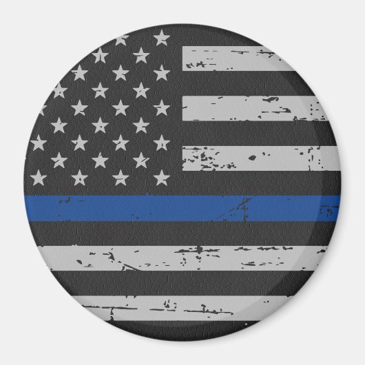Thin Blue Line - Polizeichef - Amerikanische Flagg Magnet (Vorne)