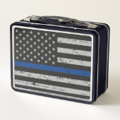 Thin Blue Line - Polizeichef - Amerikanische Flagg Metall Brotdose (Rückseite)