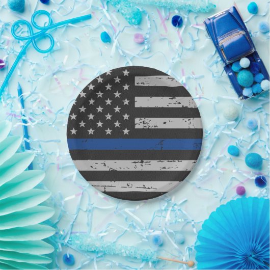 Thin Blue Line - Polizeichef - Amerikanische Flagg Pappteller (Party)