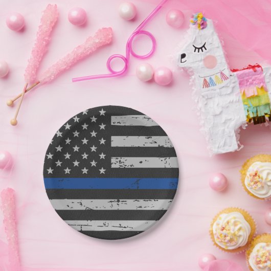 Thin Blue Line - Polizeichef - Amerikanische Flagg Pappteller (Party)
