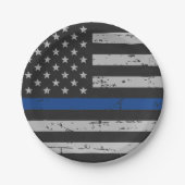 Thin Blue Line - Polizeichef - Amerikanische Flagg Pappteller (Vorderseite)