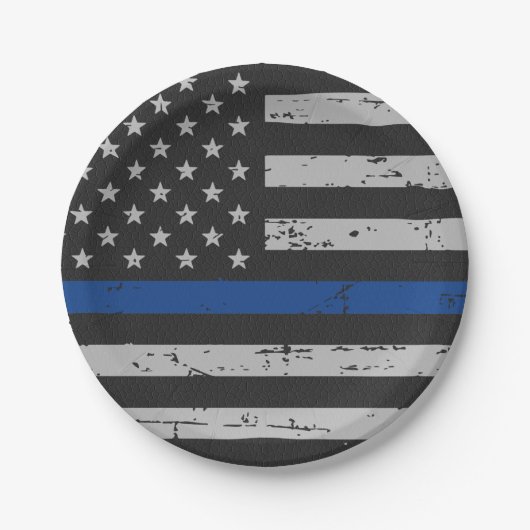 Thin Blue Line - Polizeichef - Amerikanische Flagg Pappteller (Vorderseite)