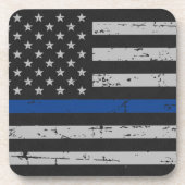 Thin Blue Line - Polizeichef - Amerikanische Flagg Untersetzer (Vorderseite)
