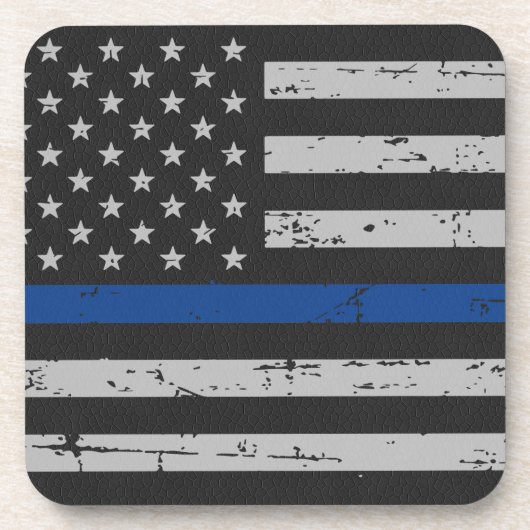 Thin Blue Line - Polizeichef - Amerikanische Flagg Untersetzer (Vorderseite)