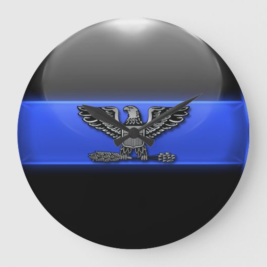 Thin Blue Line - Polizeichef Eagle Insignien Große Wanduhr (Vorderseite)