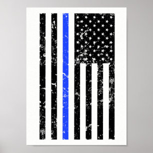 Thin Blue Line - Polizeichef - Flaggenplakat Poster