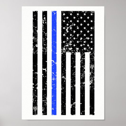 Thin Blue Line - Polizeichef - Flaggenplakat Poster (Vorne)