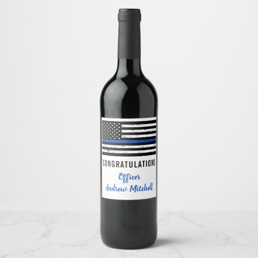 Thin Blue Line Polizeichef Herzlichen Glückwunsch Weinetikett (Vorderseite)