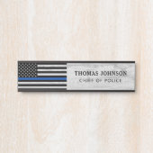 Thin Blue Line Polizeichef Rustic Wood Name Türschild (Vorderseite )
