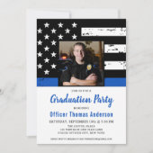 Thin Blue Line Polizeidirektor Foto Abschluss Einladung (Vorderseite)