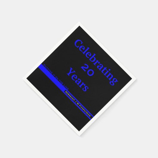 Thin Blue Line Polizeieinweisung mit Name Serviette (Ecke)