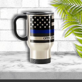 Thin Blue Line Polizeiflag Custom Reisebecher