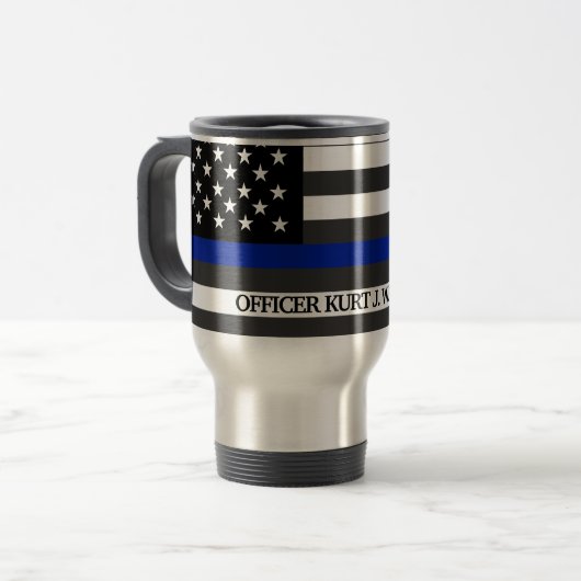 Thin Blue Line Polizeiflag Custom Reisebecher (Vorderseite Links)