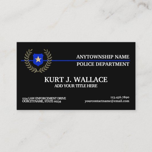 Thin Blue Line Polizeiflag Custom Visitenkarte (Vorderseite)