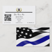Thin Blue Line Polizeiflagge QR Code Business Busi Visitenkarte (Vorne/Hinten)