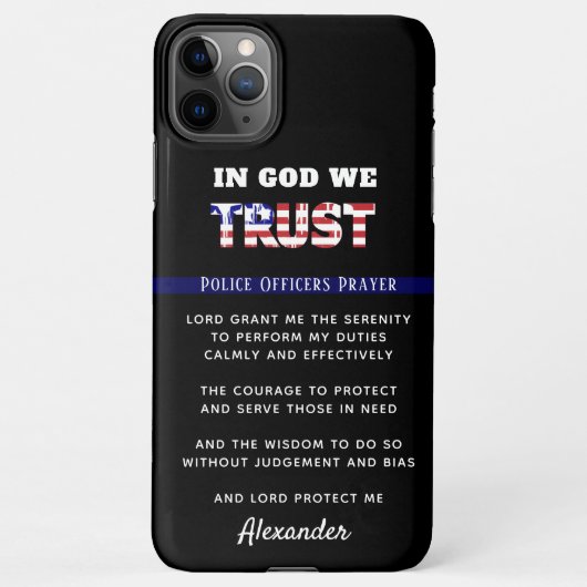 Thin Blue Line Polizeigebet PERSONALISIERTER Haush iPhone Hülle (Rückseite)