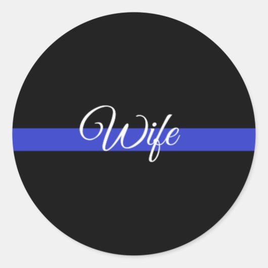 Thin Blue Line: Polizeiliche Ehefrau Runder Aufkleber (Vorderseite)