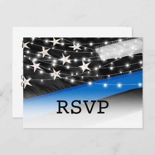 Thin Blue Line | Polizeiliche UAWG Einladungspostkarte (Vorne/Hinten)