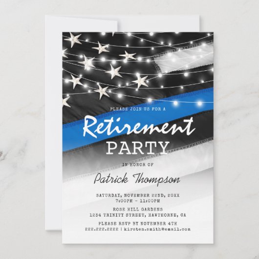 Thin Blue Line | Polizeischutz Einladung (Vorderseite)