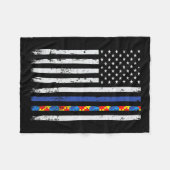Thin Blue Line Polizeiunterstützung Autismus 4. Ju Fleecedecke (Vorderseite (Horizontal))