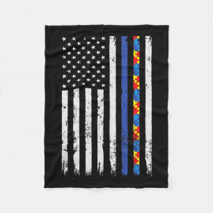 Thin Blue Line Polizeiunterstützung Autismus 4. Ju Fleecedecke