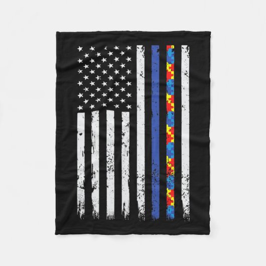 Thin Blue Line Polizeiunterstützung Autismus 4. Ju Fleecedecke (Vorderseite)