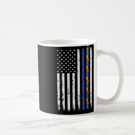 Thin Blue Line Polizeiunterstützung Autismus 4. Ju Kaffeetasse (Rechts)