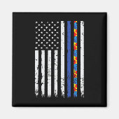 Thin Blue Line Polizeiunterstützung Autismus 4. Ju Magnet (Vorne)