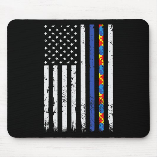 Thin Blue Line Polizeiunterstützung Autismus 4. Ju Mousepad (Vorne)