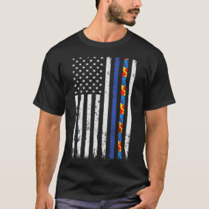 Thin Blue Line Polizeiunterstützung Autismus 4. Ju T-Shirt