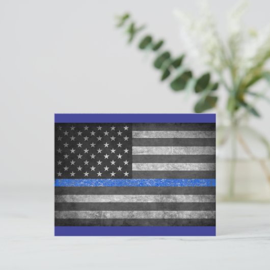 Thin Blue Line Postkarte (Stehend Vorderseite)