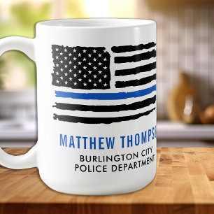 Thin Blue Line Protect & Serve Police Officer Kaffeetasse