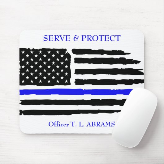 Thin Blue Line Protect und Serve Mousepad (Mit Mouse)